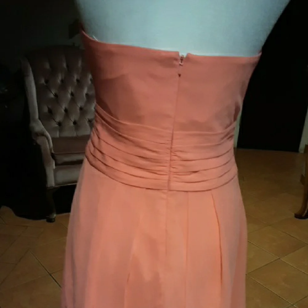 David's Bridal Strapless Coral Dress - Picture 9 of 15